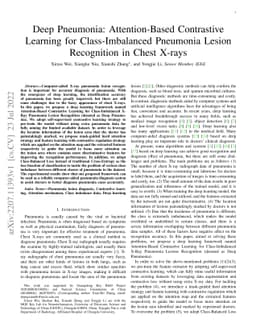 Deep Pneumonia: Attention-Based Contrastive Learning for
  Class-Imbalanced Pneumonia Lesion Recognition in Chest X-rays