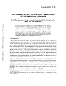 Detection and Initial Assessment of Lunar Landing Sites Using Neural
  Networks