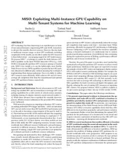 MISO: Exploiting Multi-Instance GPU Capability on Multi-Tenant Systems
  for Machine Learning