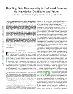 Handling Data Heterogeneity in Federated Learning via Knowledge
  Distillation and Fusion