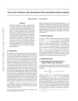 Time Series Prediction under Distribution Shift using Differentiable
  Forgetting