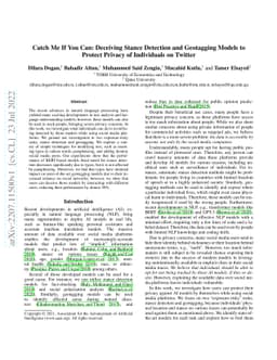 Catch Me If You Can: Deceiving Stance Detection and Geotagging Models to
  Protect Privacy of Individuals on Twitter
