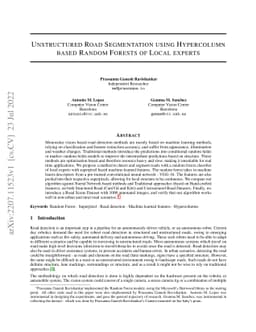 Unstructured Road Segmentation using Hypercolumn based Random Forests of
  Local experts