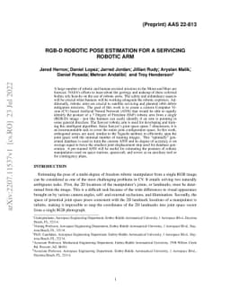 RGB-D Robotic Pose Estimation For a Servicing Robotic Arm