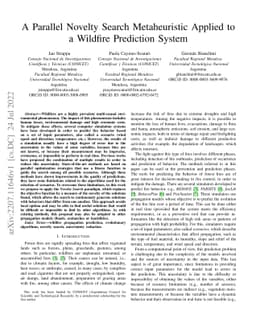 A Parallel Novelty Search Metaheuristic Applied to a Wildfire Prediction
  System