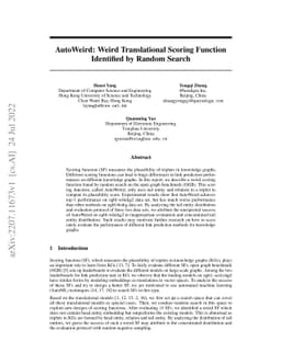 AutoWeird: Weird Translational Scoring Function Identified by Random
  Search