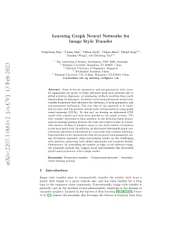 Learning Graph Neural Networks for Image Style Transfer