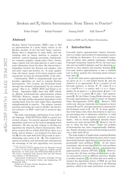 Boolean and $\mathbb{F}_p$-Matrix Factorization: From Theory to Practice