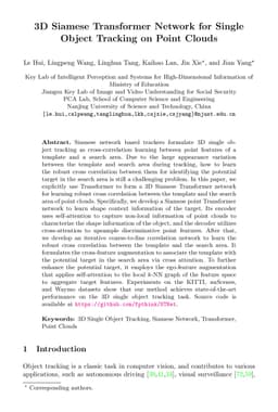 3D Siamese Transformer Network for Single Object Tracking on Point
  Clouds