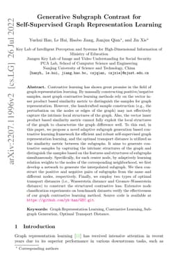 Generative Subgraph Contrast for Self-Supervised Graph Representation
  Learning