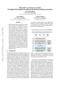 What makes you change your mind? An empirical investigation in online
  group decision-making conversations