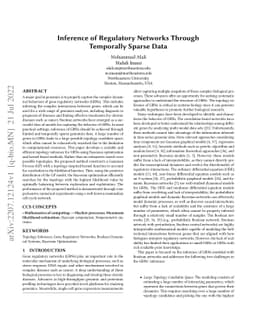 Inference of Regulatory Networks Through Temporally Sparse Data