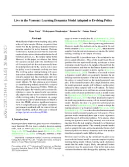 Live in the Moment: Learning Dynamics Model Adapted to Evolving Policy