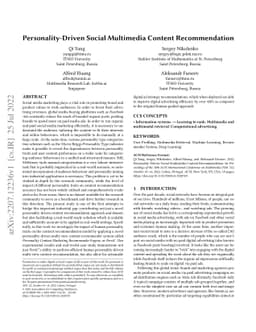 Personality-Driven Social Multimedia Content Recommendation