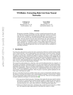 NN2Rules: Extracting Rule List from Neural Networks