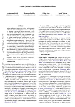Action Quality Assessment using Transformers
