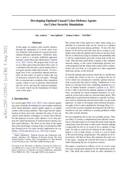 Developing Optimal Causal Cyber-Defence Agents via Cyber Security
  Simulation