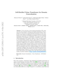 Self-Distilled Vision Transformer for Domain Generalization