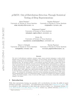 $p$-DkNN: Out-of-Distribution Detection Through Statistical Testing of
  Deep Representations
