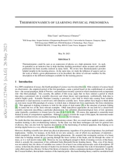 Thermodynamics of learning physical phenomena