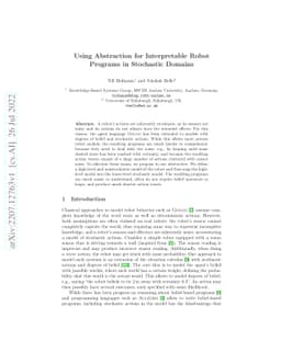Using Abstraction for Interpretable Robot Programs in Stochastic Domains