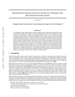 Generative Extraction of Audio Classifiers for Speaker Identification