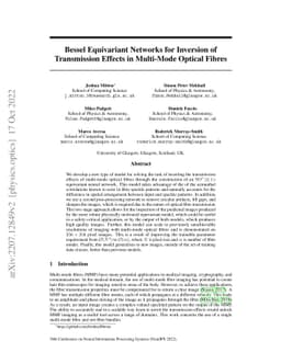 Bessel Equivariant Networks for Inversion of Transmission Effects in
  Multi-Mode Optical Fibres