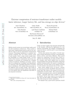 Extreme compression of sentence-transformer ranker models: faster
  inference, longer battery life, and less storage on edge devices