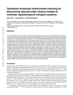 Variational multiscale reinforcement learning for discovering reduced
  order closure models of nonlinear spatiotemporal transport systems