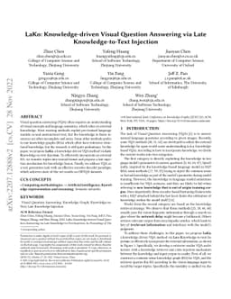 LaKo: Knowledge-driven Visual Question Answering via Late
  Knowledge-to-Text Injection