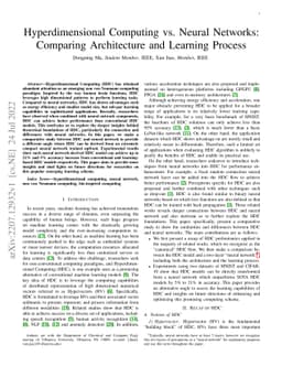 Hyperdimensional Computing vs. Neural Networks: Comparing Architecture
  and Learning Process