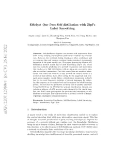 Efficient One Pass Self-distillation with Zipf's Label Smoothing