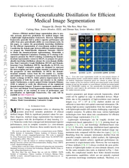 Exploring Generalizable Distillation for Efficient Medical Image
  Segmentation