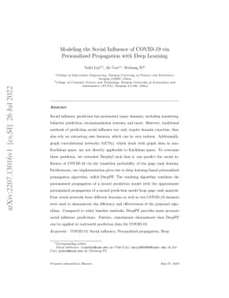 Modeling the Social Influence of COVID-19 via Personalized Propagation
  with Deep Learning
