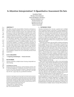 Is Attention Interpretation? A Quantitative Assessment On Sets