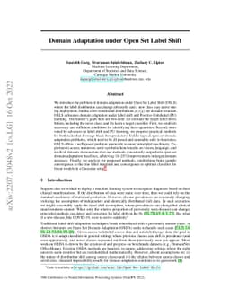 Domain Adaptation under Open Set Label Shift