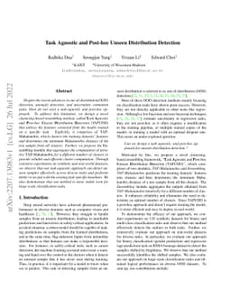 Task Agnostic and Post-hoc Unseen Distribution Detection
