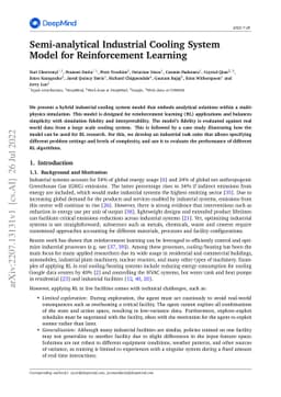 Semi-analytical Industrial Cooling System Model for Reinforcement
  Learning
