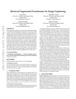 Retrieval-Augmented Transformer for Image Captioning