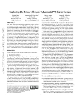 Exploring the Privacy Risks of Adversarial VR Game Design