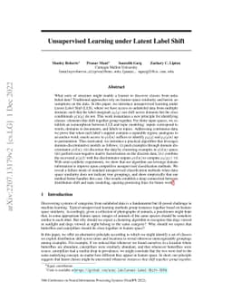 Unsupervised Learning under Latent Label Shift