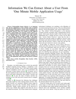 Information We Can Extract About a User From Óne Minute Mobile
  Application Usage'