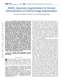 AADG: Automatic Augmentation for Domain Generalization on Retinal Image
  Segmentation