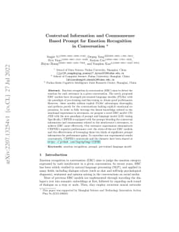 Contextual Information and Commonsense Based Prompt for Emotion
  Recognition in Conversation