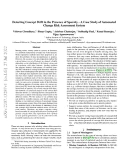 Detecting Concept Drift in the Presence of Sparsity -- A Case Study of
  Automated Change Risk Assessment System