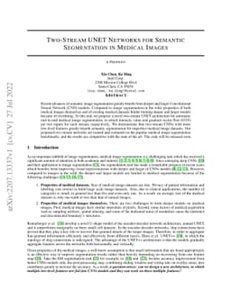 Two-Stream UNET Networks for Semantic Segmentation in Medical Images