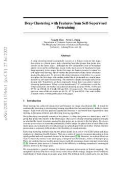 Deep Clustering with Features from Self-Supervised Pretraining