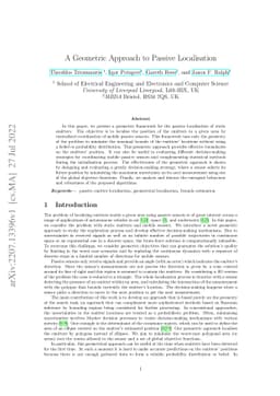 A Geometric Approach to Passive Localisation