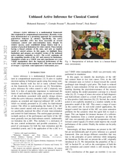 Unbiased Active Inference for Classical Control