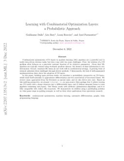 Learning with Combinatorial Optimization Layers: a Probabilistic
  Approach